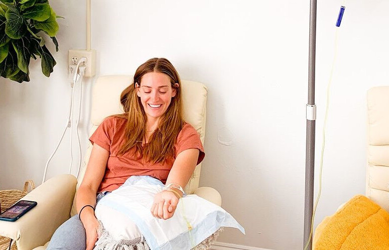 Katie getting IV therapy at Sasha's of Saratoga